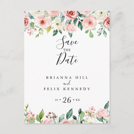 Carte Postale Élégant Dainty Automne Floral Enregistrer la date (Devant)