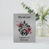 Carte Postale Elégant damassé noir et gris merci (Debout devant)