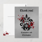 Carte Postale Elégant damassé noir et gris merci (Devant / Derrière)
