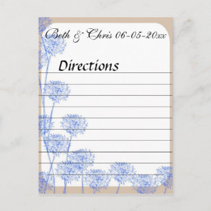 Carte Postale Elégant Dandelion Bleu Mariage Directions