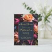 Carte Postale Elegant dark floral Bridal shower (Debout devant)