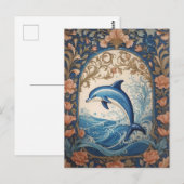 Carte Postale Élégant dauphin de saut William Morris inspiré (Devant / Derrière)