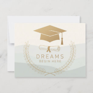 Carte Postale Elégant design Gold Graduation Les rêves commenc