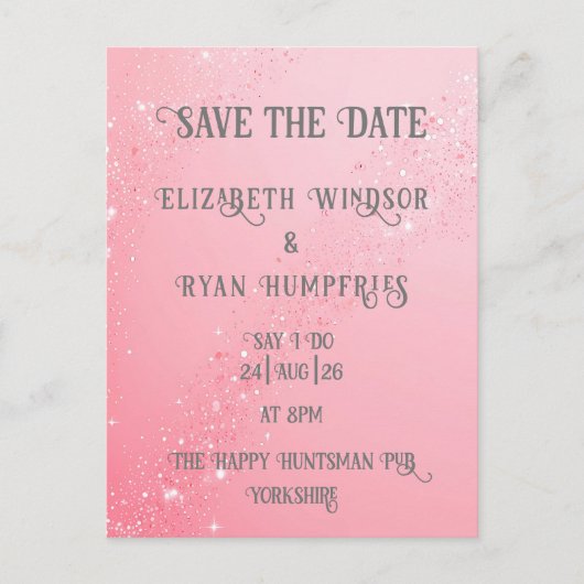 Carte Postale Elégant design vert étincelant pour Mariage (Devant)