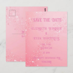 Carte Postale Elégant design vert étincelant pour Mariage