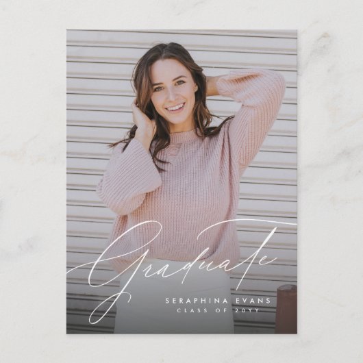 Carte Postale Élégant diplômé simple une photo graduation (Devant)