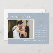 Carte Postale Elégant Dusty Blue Enregistrer la date Calendrier (Devant / Derrière)