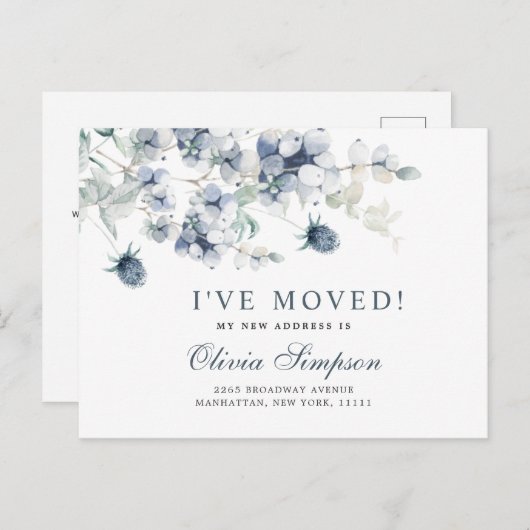 Carte Postale Elégant Dusty Blue Winter Moving Faire-part (Devant / Derrière)