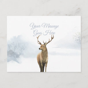 Carte Postale Élégant écrit Noël Vacances d'hiver Cerf