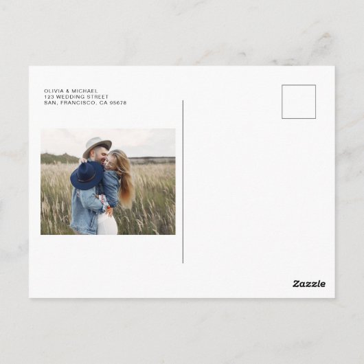 Carte Postale Élégant Enregistrer la date Photo Romantique (Dos)