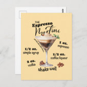 Carte Postale Elégant Espresso Martini Recette Cocktail Art (Devant / Derrière)