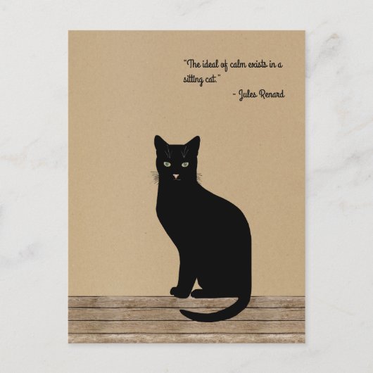 Carte Postale Élégant et calme chat noir assis (Devant)