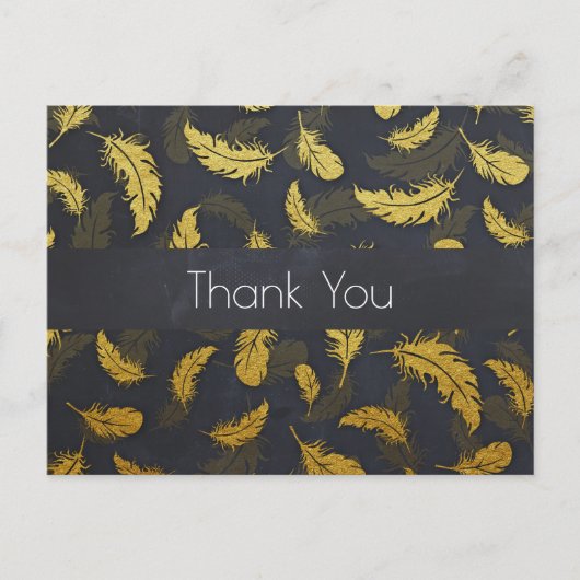 Carte Postale Élégant Et Chic Merci Noir Et Or (Devant)