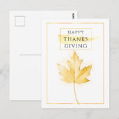 Carte Postale Élégant et tendance, doré pour Thanksgiving (Devant / Derrière)