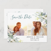 Carte Postale Elégant Eucalyptus 2 PHOTO Mariage Enregistrer la (Devant / Derrière)