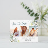 Carte Postale Elégant Eucalyptus 3 PHOTO Mariage Enregistrer la  (Debout devant)