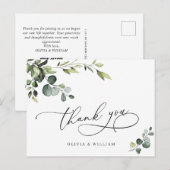 Carte Postale Elégant Eucalyptus Aquarelle Merci Floral (Devant / Derrière)