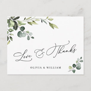 Carte Postale Elégant Eucalyptus Aquarelle Merci Floral QR