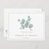 Carte Postale Elégant Eucalyptus argenté - Merci Mariage (Devant / Derrière)