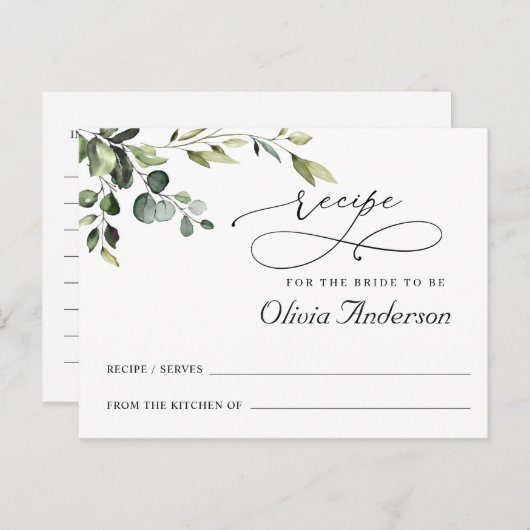 Carte Postale Elégant Eucalyptus Boho Fête des mariées Recette C (Devant / Derrière)