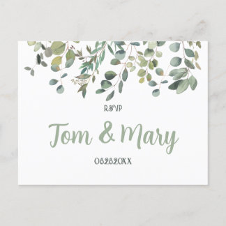 Carte Postale Elégant Eucalyptus Boho Verdure Mariage Rsvp