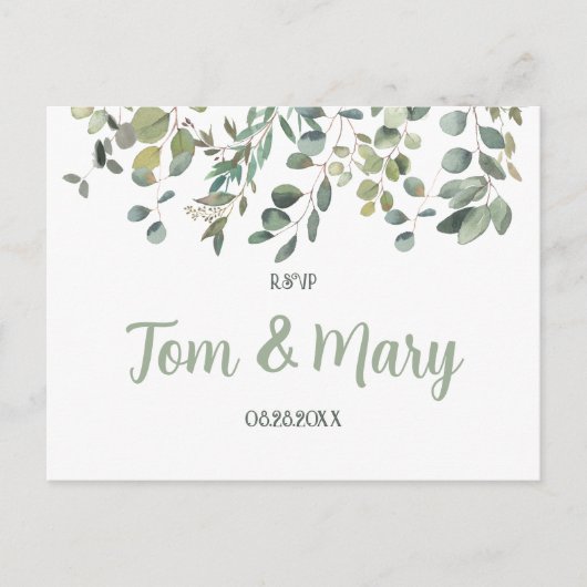 Carte Postale Elégant Eucalyptus Boho Verdure Mariage Rsvp (Devant)