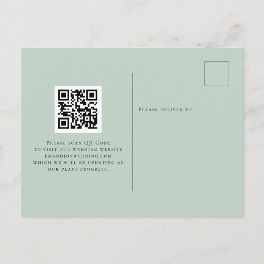 Carte Postale Élégant Eucalyptus QR Code Script Enregistrer La D (Dos)