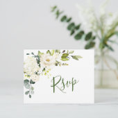 Carte Postale Elégant Eucalyptus Roses Blanches Mariage RSVP (Debout devant)