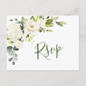 Carte Postale Elégant Eucalyptus Roses Blanches Mariage RSVP (Devant)