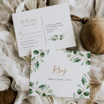 Carte Postale Elégant Eucalyptus verdure Rsvp<br><div class="desc">Conçue pour coordonner avec notre collection Moody Greenery mariage, cette carte postale Rsvp personnalisable est dotée de feuilles d'eucalyptus verdoyants à l'aquarelle, jumelés à une police de script tendance en or et à une police serif élégante en gris. Pour effectuer des modifications avancées, accédez à l'option "Cliquez pour customiser plus...</div>