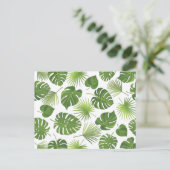 Carte Postale Élégant Exotic Green Tropical Feuille Motif (Debout devant)