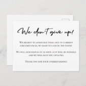 Carte Postale Élégant faire-part d'annulation noir et blanc (Devant / Derrière)