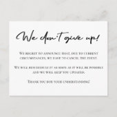 Carte Postale Élégant faire-part d'annulation noir et blanc (Devant)