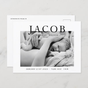 Carte Postale élégant faire-part de bébé photo élégant