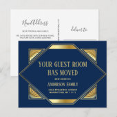 Carte Postale Elégant Faire-part de déménagement Art déco doré (Devant / Derrière)