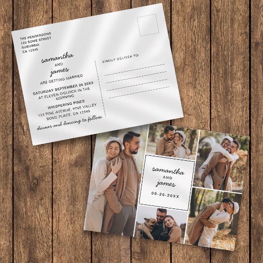 Carte Postale Élégant Faire-part de mariage 5 photos