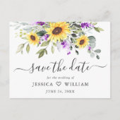 Carte Postale Élégant Faire-Part de Mariage au Eucalyptus et Lav (Devant)