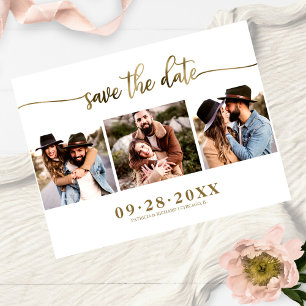 Carte Postale Élégant faire-part de mariage avec collage de 3 ph