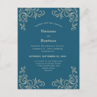 Elégant faire-part de mariage de défilement or ver