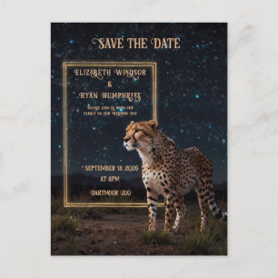 Carte Postale Elégant Faire-part de mariage de guépard rose