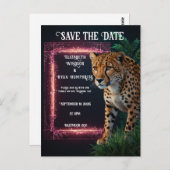 Carte Postale Elégant Faire-part de mariage de guépard rose (Devant / Derrière)