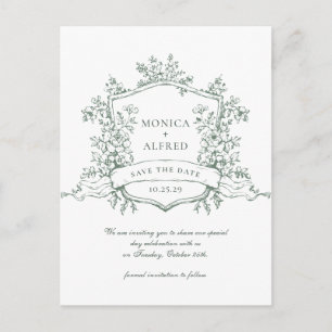 Carte Postale Élégant faire-part de mariage de jardin français a