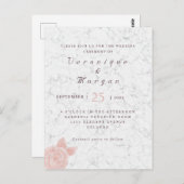Carte Postale Élégant faire-part de mariage en marbre rose (Devant / Derrière)