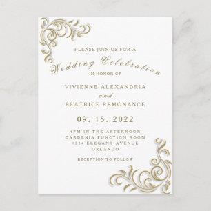 Carte Postale Élégant faire-part de mariage en or