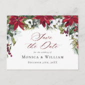 Carte Postale Élégant Faire-Part de Mariage Fleur de Noël Rouge  (Devant)