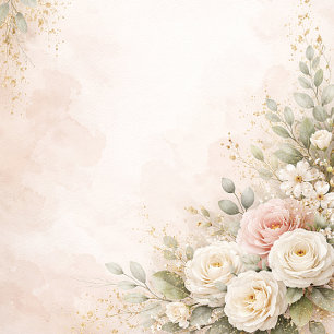 Carte Postale Élégant Faire-part de Mariage Floral Rose Pâle Aqu