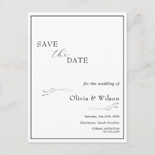 Carte Postale Élégant Faire-Part de Mariage Minimaliste Blanc Éc