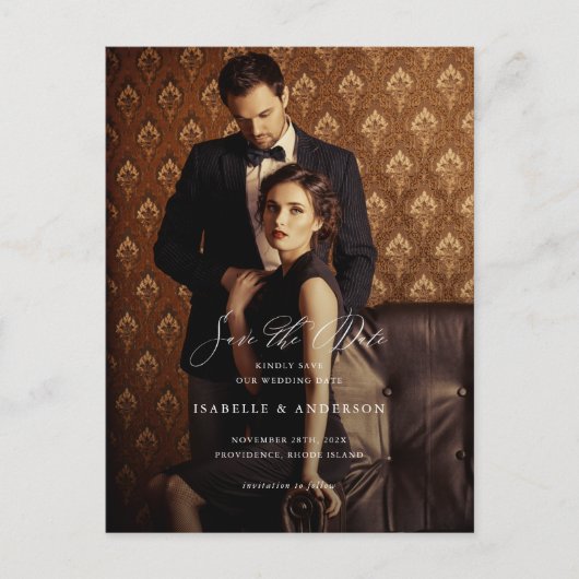 Carte Postale Élégant faire part de mariage photo à conserver po (Devant)