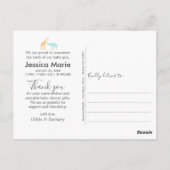 Carte Postale Elégant Faire-part de naissance Eléphant Giraffe (Dos)