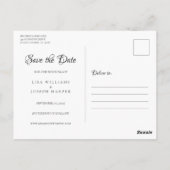 Carte Postale Élégant faire-part de photo de mariage Script Save (Dos)